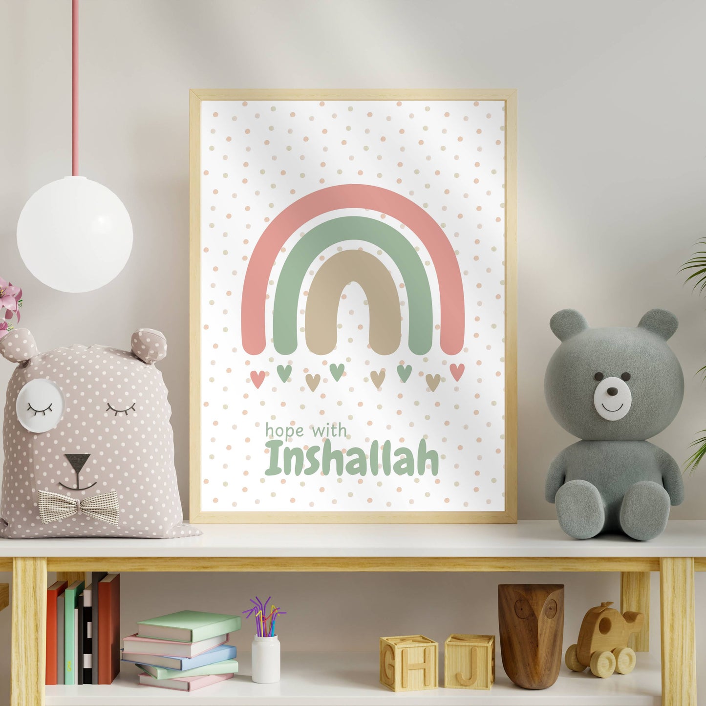 Poster Set | 3-Teilig | Das Boho Kinderzimmer – Bismillah, Inshallah & Alhamdulillah in Pastellfarben