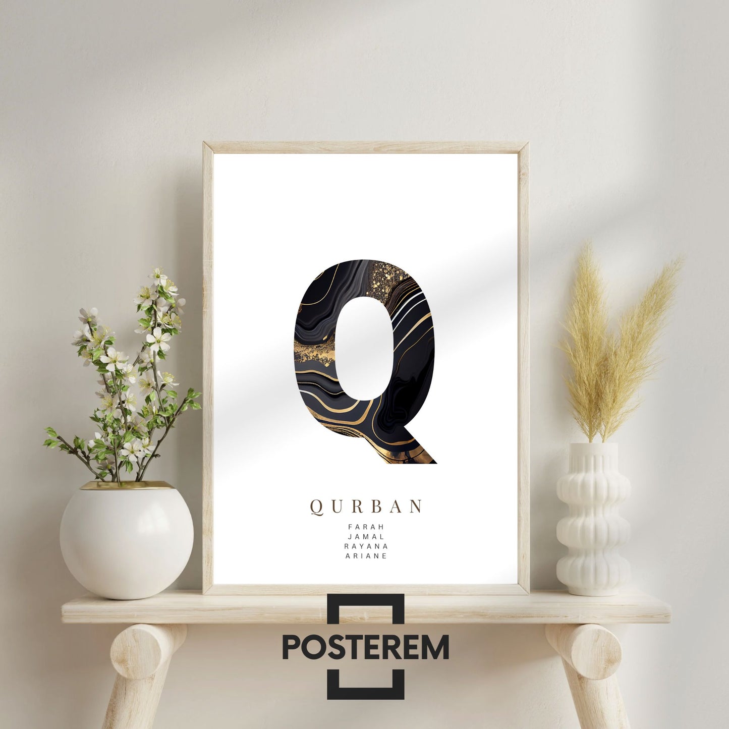 Poster-Set | 3-Teilig | Personalisiert „Afghanistan“ – Karte, Stadt & Familie (Schwarz-Gold)