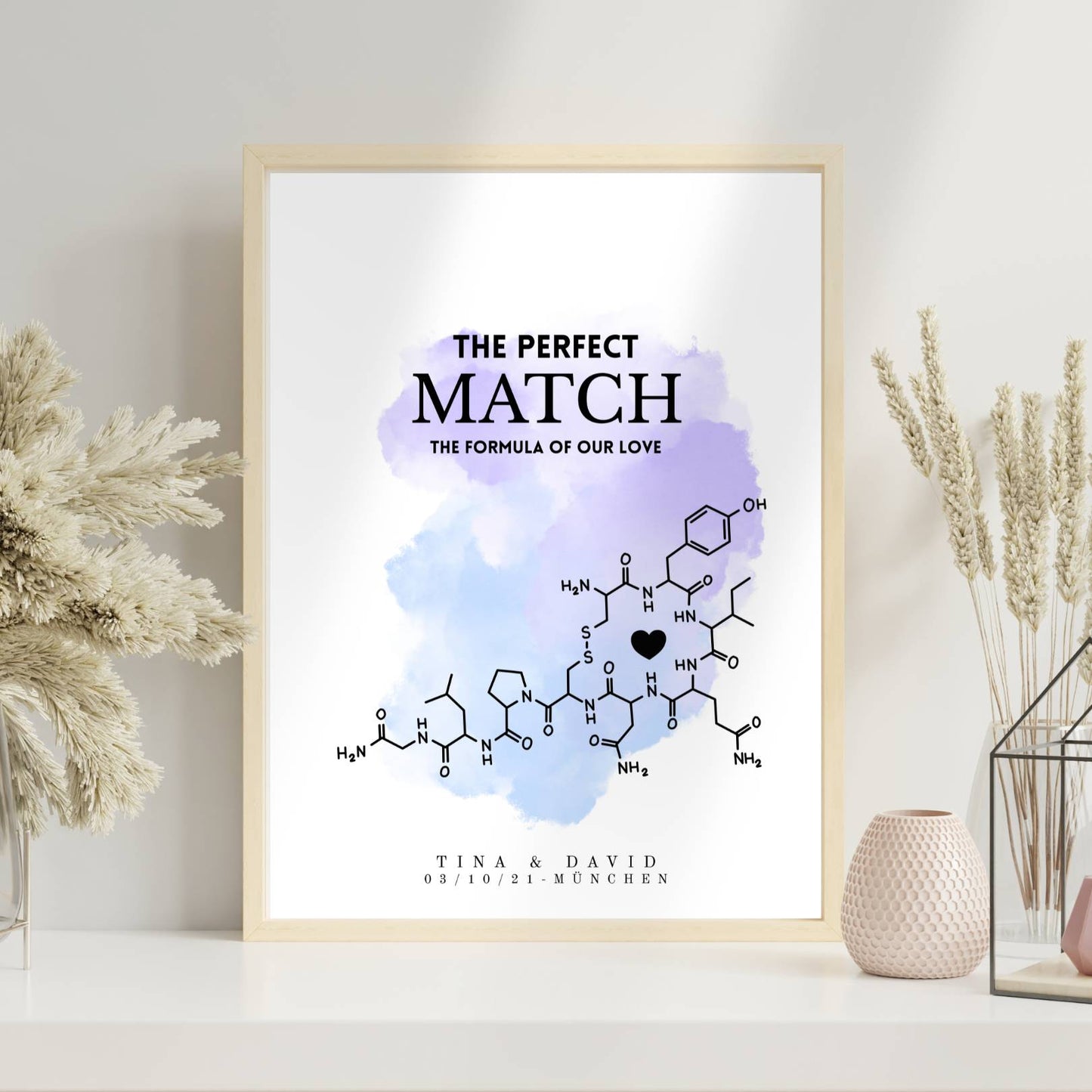 "The Perfect Match" – Personalisiertes Liebesposter im Chemie-Stil - Hochzeit/Standesamt