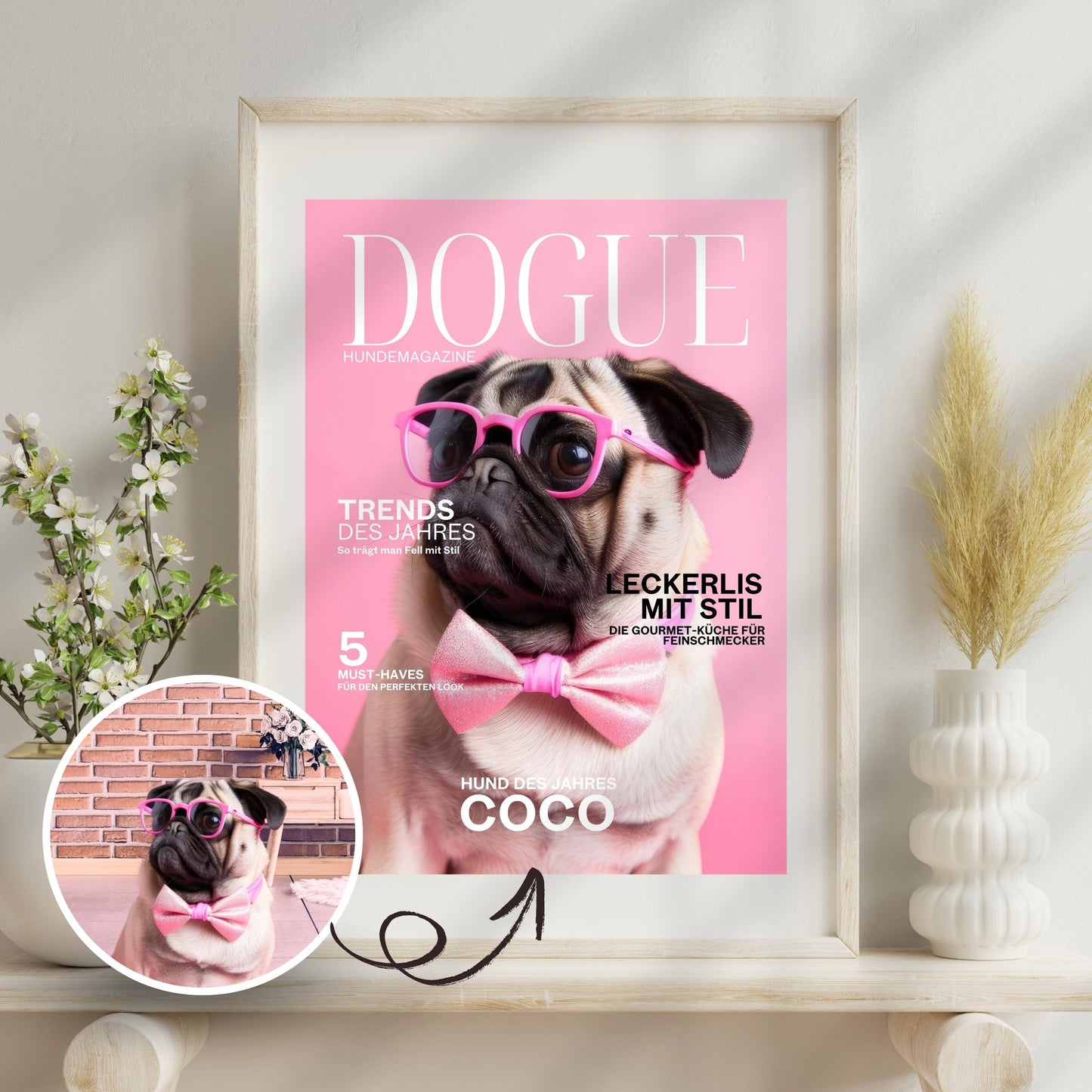 Personalisiertes Hundemagazine DOGUE Poster