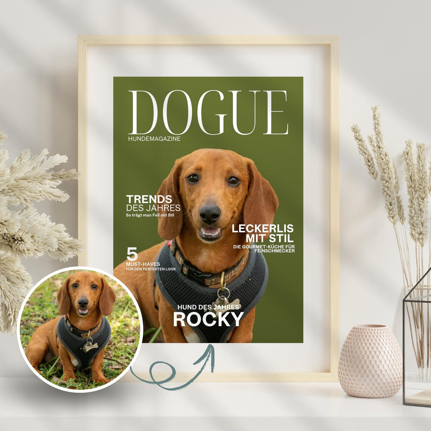 Personalisiertes Hundemagazine DOGUE Poster