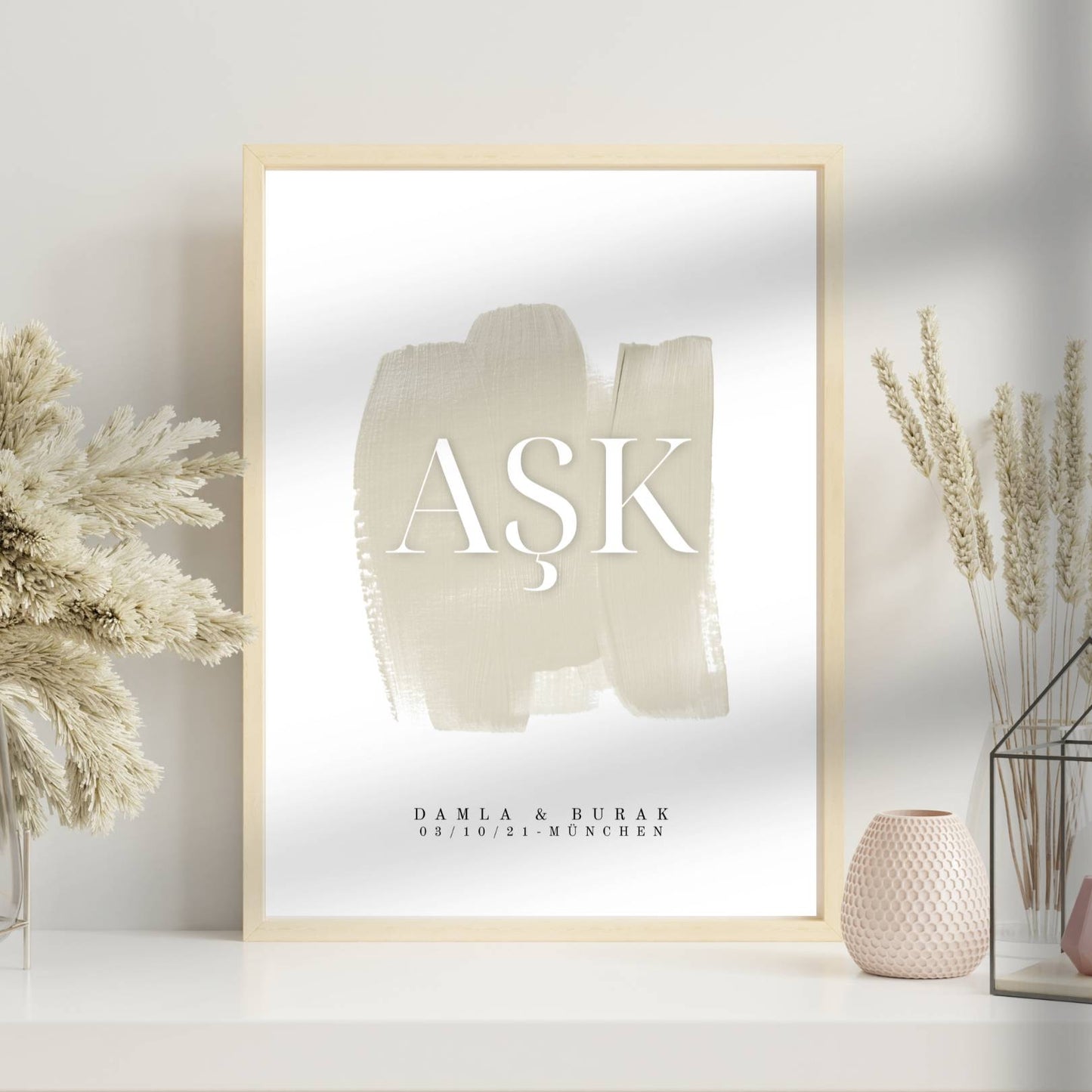 Aşk - Hochzeit, Standesamt personalisiertes Poster