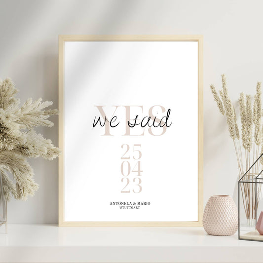 Personalisiertes Hochzeitsposter "Yes - we said" - Standesamt